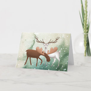 Tarjeta Festiva Diviértete Feliz Christmoose Año Nuevo Ciervo