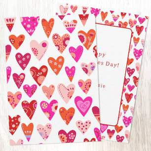 Tarjeta Festiva Diviértete Japandi Corazón Rojo Rosa San Valentín