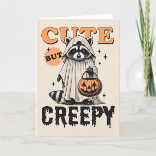 Tarjeta Festiva Diviértete Mapache Vintage Lindo Pero Espeluznante