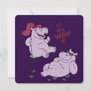 Tarjeta Festiva Diviértete Pareja de Hipopótamos mi wow