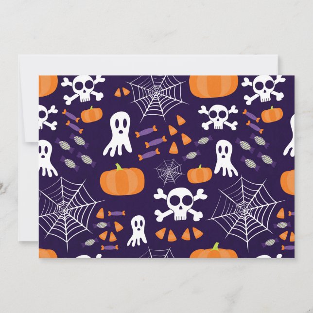 Tarjeta Festiva Diviértete patrón de Halloween (Anverso)