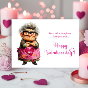 Tarjeta Festiva Diviértete Señora Aburrida Tonos Rosa Caliente San