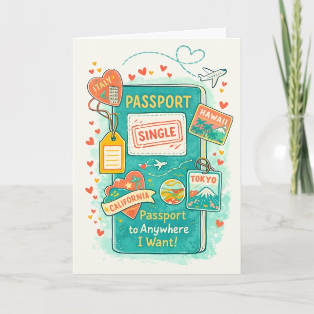 Tarjeta Festiva Divorce celebration passport to anywhere (Anverso)