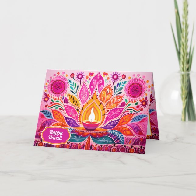 Tarjeta Festiva Diwali encantador: Un festival de la luz (Anverso)