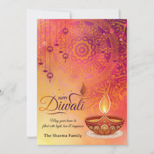 Tarjeta Festiva Diwali Feliz Personalizado Familia Festival de la