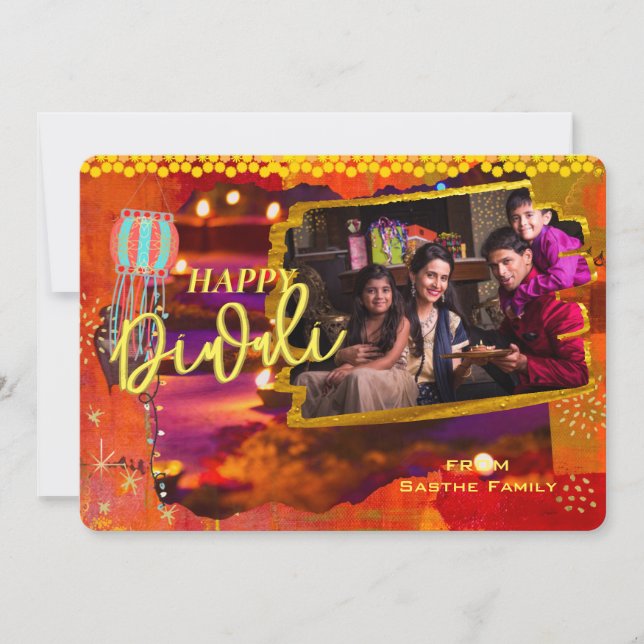 Tarjeta Festiva Diwali indio (Anverso)