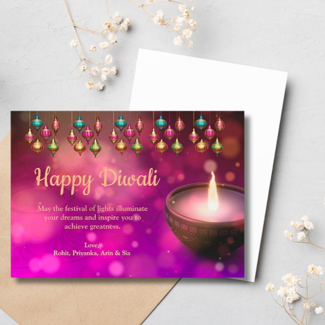 Tarjeta Festiva Diwali Purple Gold Mandala Lámpara de bienvenida (Subido por el creador)