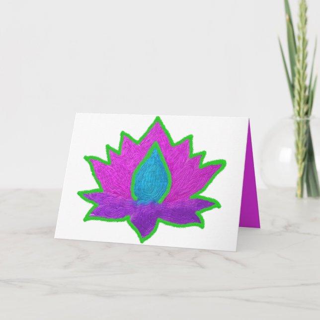 Tarjeta Festiva Diwali purpurina lotus (Anverso)