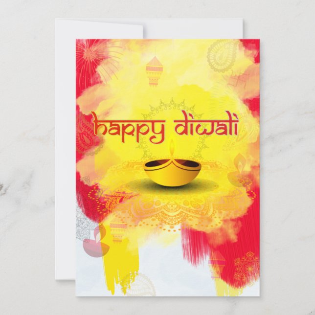 Tarjeta Festiva Diwali saluda con Diya en presupuesto (Anverso)