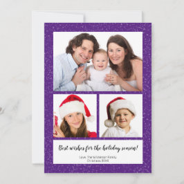 Tarjeta Festiva DIY 3 Nombre de Collage de fotos Año Script Snowy