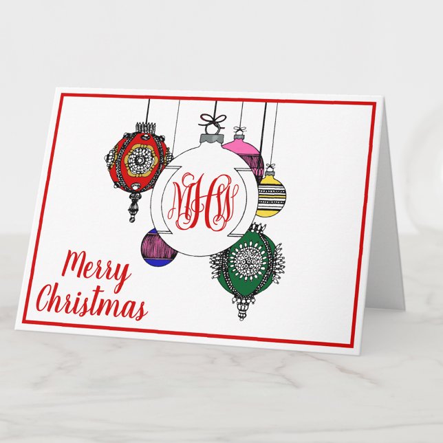Tarjeta Festiva DIY BG Xmas Ornamentos Red Vine Monograma Fuente (Subido por el creador)
