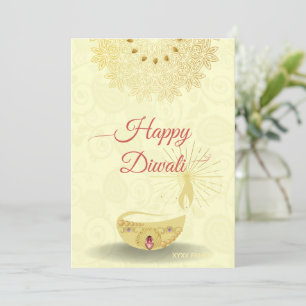 Tarjeta Festiva Diya festiva india Diwali con Mandala