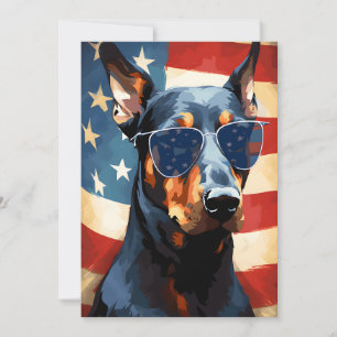 Tarjeta Festiva Doberman 4 de julio Día de la Independencia