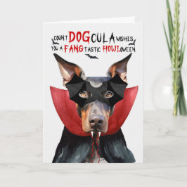 Tarjeta Festiva Doberman Dog Funny Count DOGcula Halloween