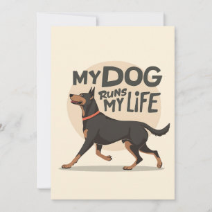 Tarjeta Festiva Doberman "Mi Perro Dirige Mi Vida" Arte Deportivo
