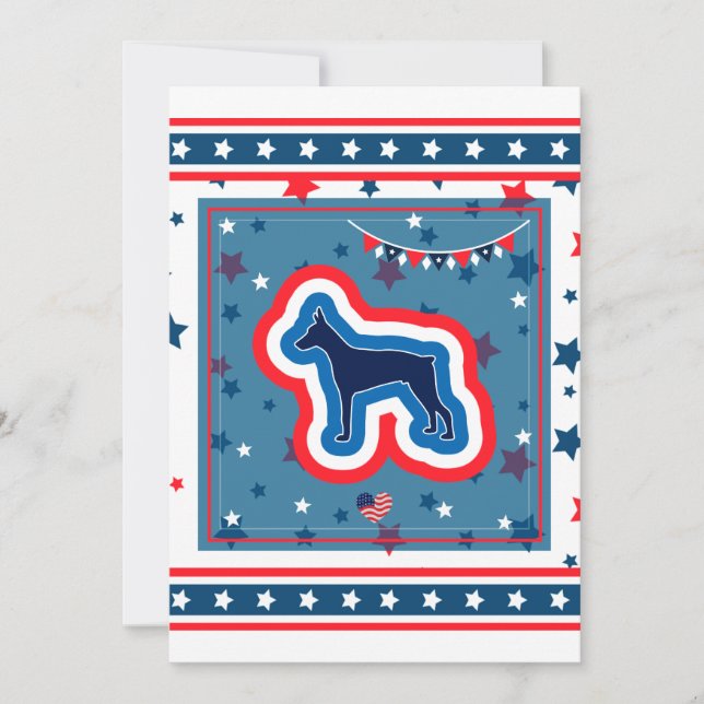 Tarjeta Festiva Doberman Patriótico Rojo Blanco Y Azul 4 De Julio (Anverso)
