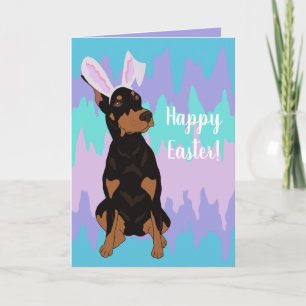 Tarjeta Festiva Doberman Pinscher Easter Bunny