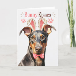 Tarjeta Festiva Doberman Pinscher en las orejas de los conejitos p