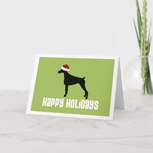 Tarjeta Festiva Doberman Pinscher Santa Hat (Anverso)