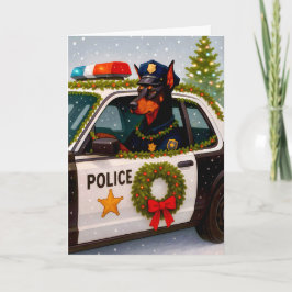 Tarjeta Festiva Doberman Police Holiday Card