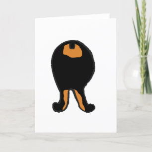 Tarjeta Festiva dobie perro de 2 lados dibujo animado negro y óxid