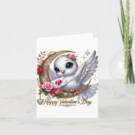 Tarjeta festiva doblada de San Valentín con paloma