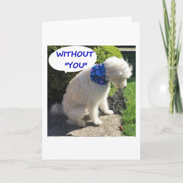 TARJETA FESTIVA DOBLE DOODLE "¡SIN TI SOY AZUL!" (Anverso)