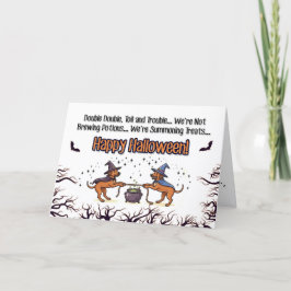 Tarjeta Festiva Doble problema perro Halloween – invocando golosin