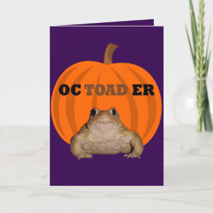 Tarjeta Festiva Doble puntal de Halloween de pulpo con divertida f