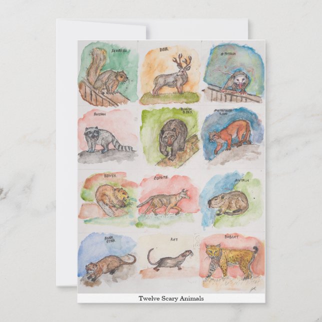 Tarjeta Festiva Doce Animales Espantosos (Anverso)