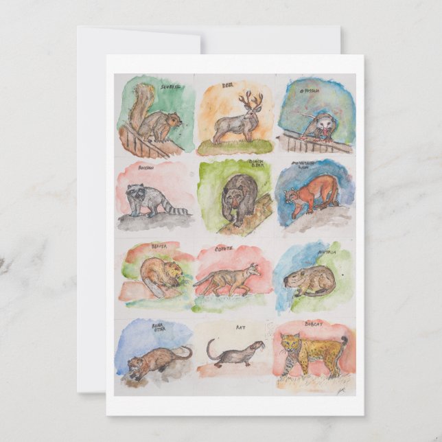 Tarjeta Festiva Doce Animales Espantosos (Anverso)