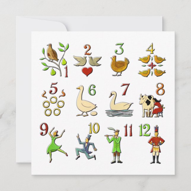 Tarjeta Festiva Doce días de Navidades (Anverso)