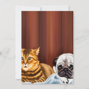 Tarjeta Festiva DOG AND CAT WATCHING TV  Propietario del pug de co