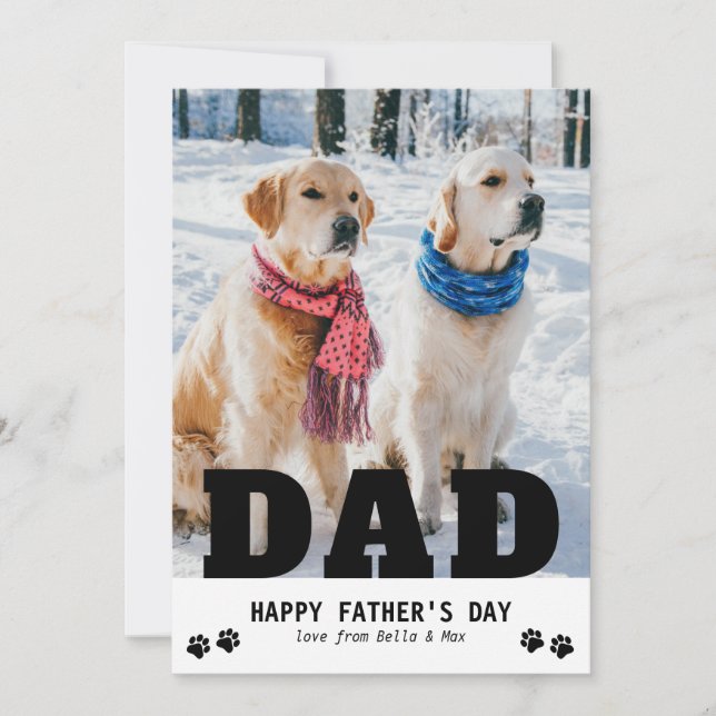 Tarjeta Festiva Dog Dad Happy Father's Day Paw imprime una foto mo (Anverso)
