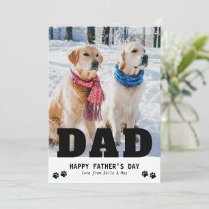 Tarjeta Festiva Dog Dad Happy Father's Day Paw imprime una foto mo