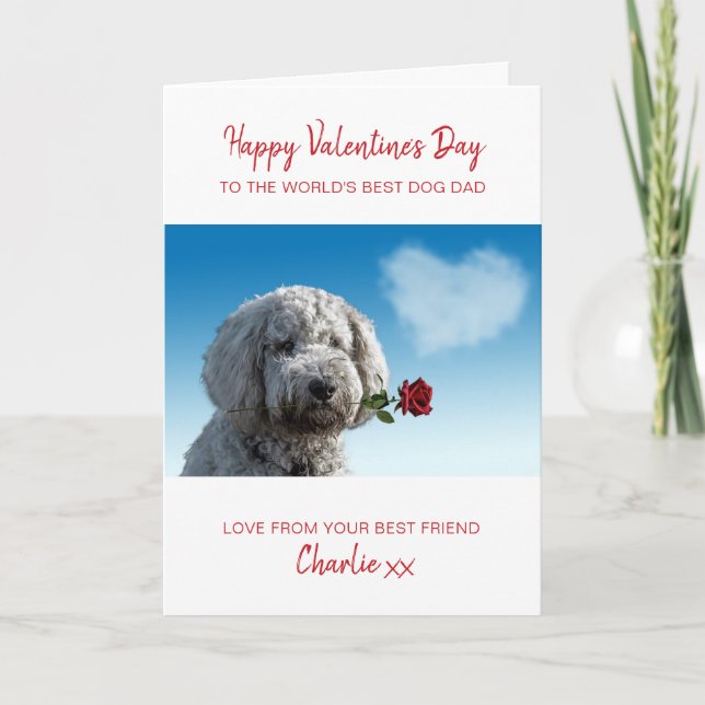 Tarjeta Festiva Dog Dad Valentine Personalized Pet Photo (Anverso)