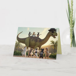 Tarjeta Festiva Dog Dinosaur Jam Greeting Card