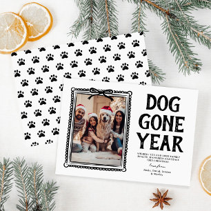 Tarjeta Festiva Dog Gone Gone Year Black White Photo Navidades