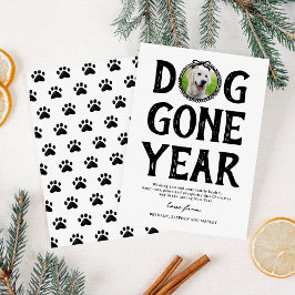 Tarjeta Festiva Dog Gone Gone Year Black White Photo Navidades