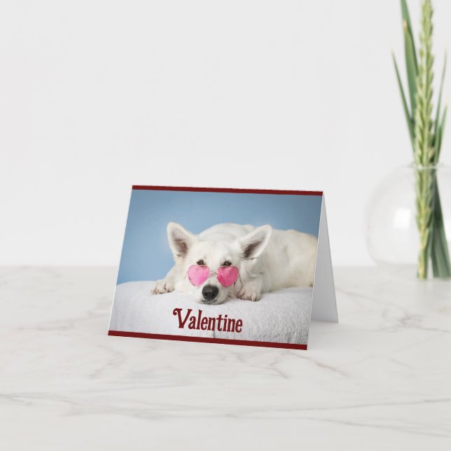Tarjeta Festiva Dog In Heart Shaped Glasses Valentine Card (Anverso)