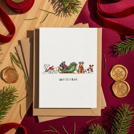 Tarjeta Festiva Dog Lover Christmas Card with Festive Sleigh