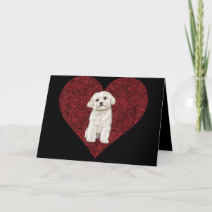Tarjeta Festiva Dog Lover   Maltés con huella digital de amor