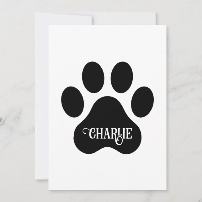 Tarjeta Festiva Dog Paw Name Silhouette Design (Anverso)