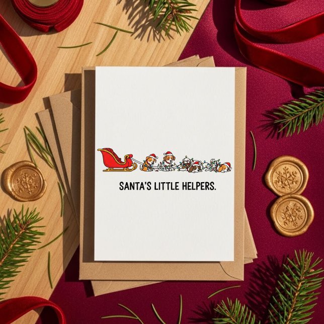 Tarjeta Festiva Dog Sleigh Christmas Card Santas Little Helpers (Subido por el creador)