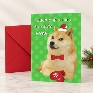 Tarjeta Festiva Doge Meme Divertido Verde