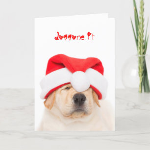 Tarjeta Festiva Doggone It Yellow Lab Puppy Navidades