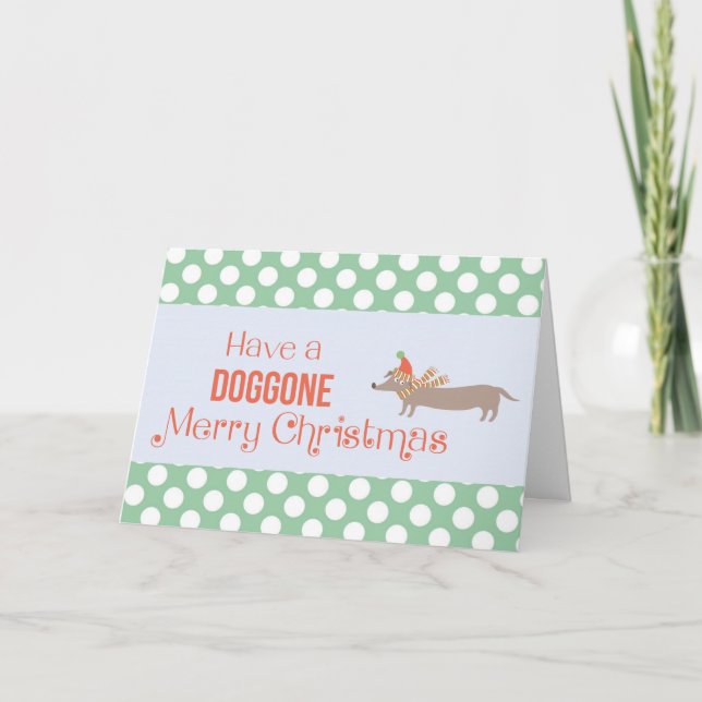 Tarjeta Festiva Doggone Merry Christmas Personalizable Textos (Anverso)