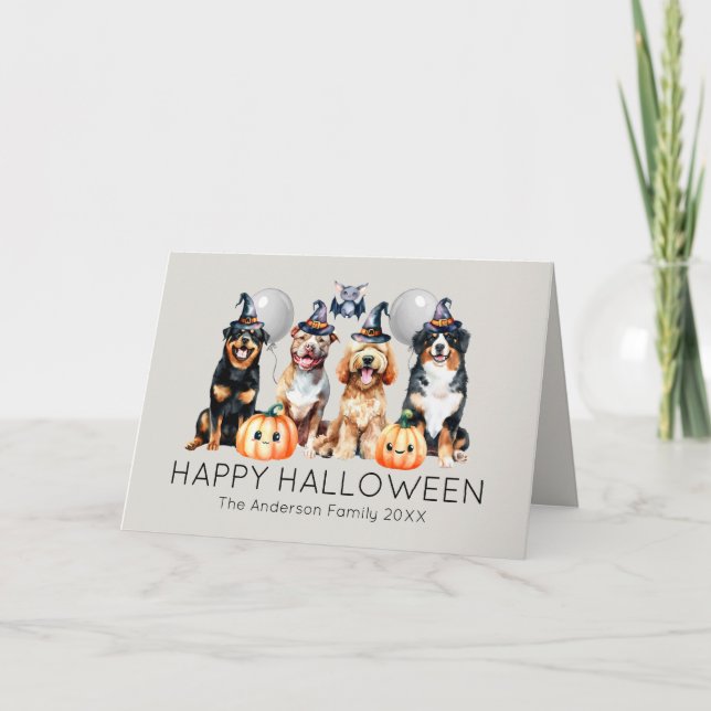 Tarjeta Festiva Dogs Happy Halloween (Anverso)