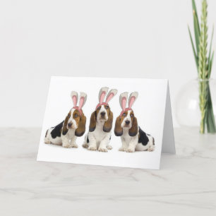 Tarjeta Festiva Dogs~Original Ditzy Notecard~Basset Hounds~Easter