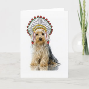 Tarjeta Festiva Dogs~Original Ditzy Notecard~Yorkie